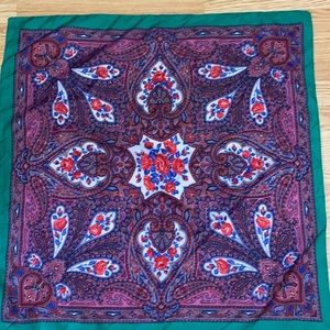 Italy made scarf rose  rose paisley green blue purple square polyester 30 square